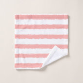 Aquarelle rayures rose jaune bleu blanc (Gant de toilette)