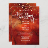 Aquarelle RED Marsala GOLD Wedding Invitations (Devant / Derrière)