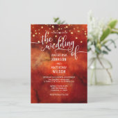 Aquarelle RED Marsala GOLD Wedding Invitations (Debout devant)