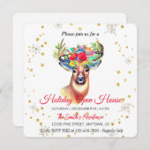 Aquarelle Reindeer, invitation Magic Red (Devant / Derrière)