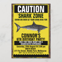 Aquarelle Requin fin plastique Invitation d'annive