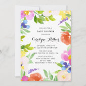 Aquarelle Ressort Fleurs Baby shower Invitation II (Devant)