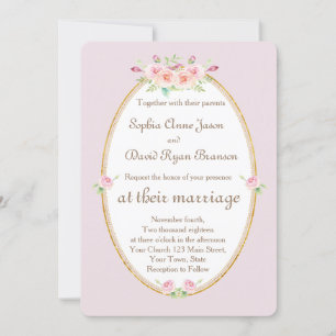 Aquarelle Ressort Floral Faire-part de mariage or