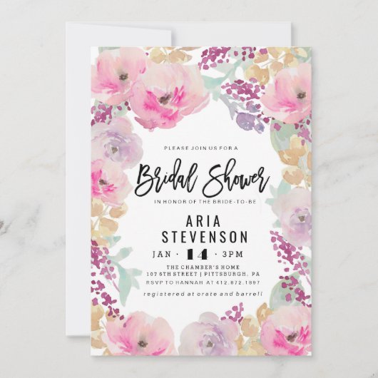 Aquarelle Ressort nuptiale Invitation de douche (Devant)