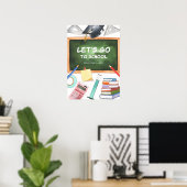 Aquarelle Retour à l'école Poster (Bureau à domicile)