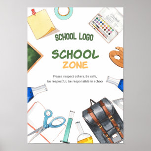 Aquarelle Retour à l'école Poster