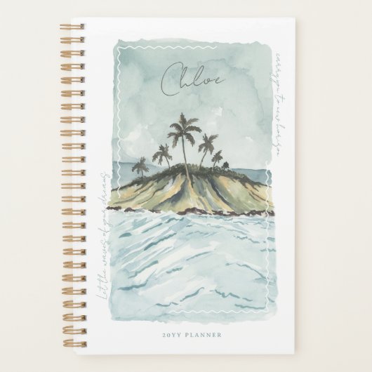 Aquarelle rétro Palmiers tropicaux Personnalisés (Devant)