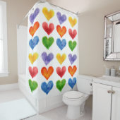 Aquarelle Rideau de douche de coeur (En situation)