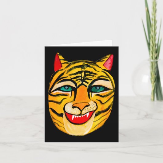 Aquarelle Rire Tiger Bonne Carte de note d'anniver (Devant)
