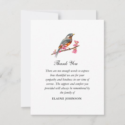 Aquarelle Robin oiseau funéraire Merci photo (Devant)