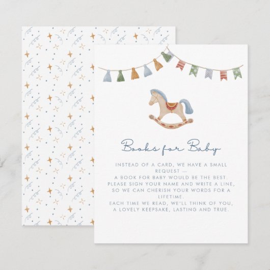 Aquarelle Rocking Horse, Livres pour carte bébé (Devant / Derrière)