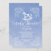 Aquarelle Rocse Baby shower Cheval Invitation (Devant / Derrière)
