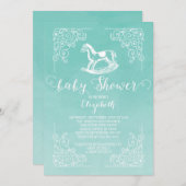 Aquarelle Rocse Baby shower Cheval Invitation (Devant / Derrière)
