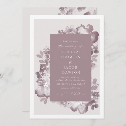 Aquarelle Romance Invitation (Devant / Derrière)