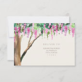 Aquarelle romantique Acacia Mariage Carte RSVP (Dos)