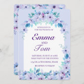 Aquarelle romantique Floral Purple Invitation (Devant / Derrière)