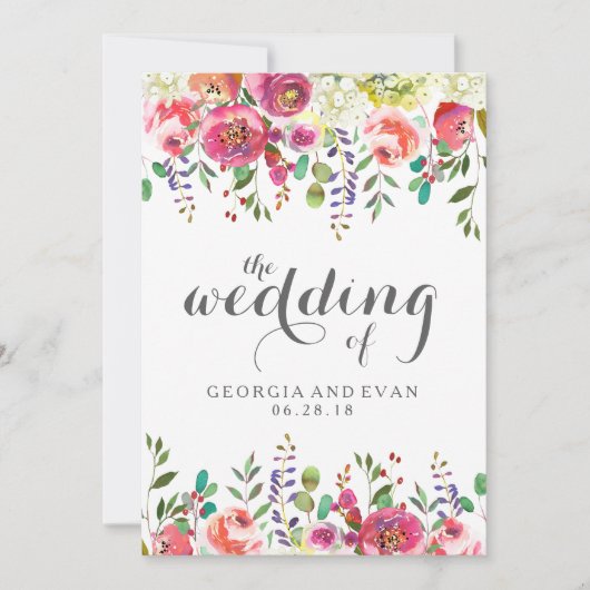 Aquarelle romantique Floral Wedding Invitations (Devant)