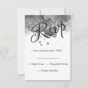 Aquarelle Romantique mariage noir RSVP