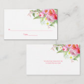 Aquarelle romantique Peonys rose Rose Cartes de Pl (Devant / Derrière)