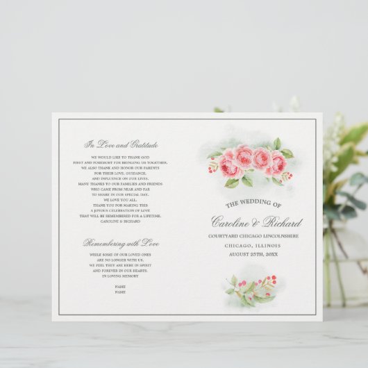 Aquarelle Romantique Roses pliés Programmes de mar (Debout devant)