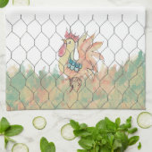 Aquarelle Rooster Serviette de cuisine (Plié)