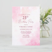 Aquarelle rose 25e anniversaire Invitation (Debout devant)