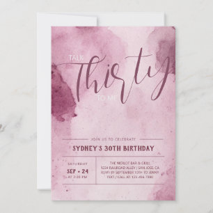 Aquarelle rose Abstrait Invitation de 30e annivers