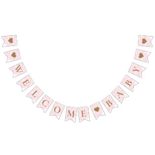 Aquarelle rose Accueil Baby Bunting drapeaux