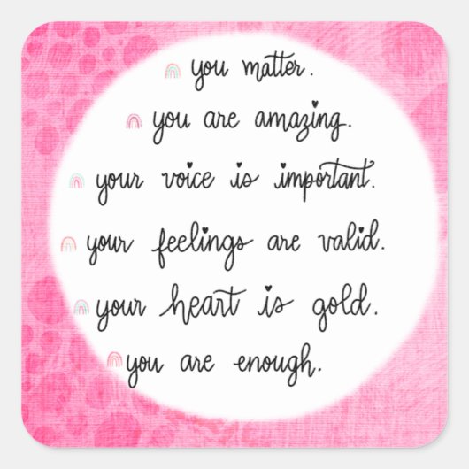 Aquarelle rose Affirmations positives autocollants (Devant)