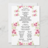 Aquarelle rose Anémone Mariage Programme & Menu (Devant)