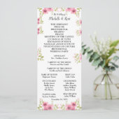 Aquarelle rose Anémone Mariage Programme & Menu (Debout devant)