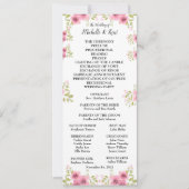 Aquarelle rose Anémone Mariage Programme & Menu (Devant)