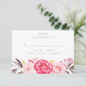 Aquarelle rose Anglais Bouquet Mariage Carte RSVP (Debout devant)
