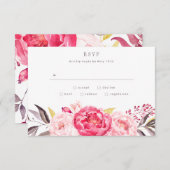 Aquarelle rose Anglais Bouquet Mariage Carte RSVP (Devant / Derrière)