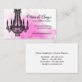 Aquarelle rose avec lustre Cartes de visite (Devant / Derrière)