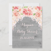 Aquarelle rose Baby shower bois Invitation (Devant)