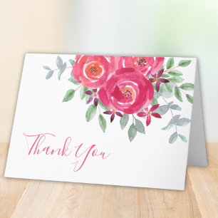 Aquarelle rose Baby shower Floral Carte de remerci