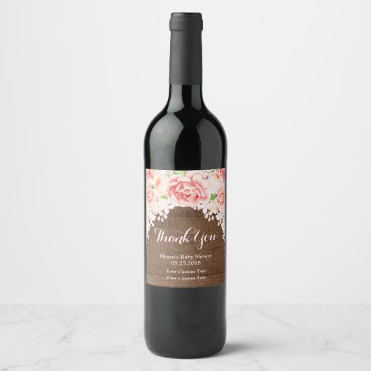 Aquarelle rose Baby shower Floral Étiquette (Devant)