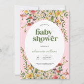 Aquarelle rose Baby shower floral Invitation (Devant)