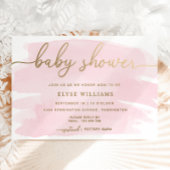 Aquarelle rose Baby shower Gold Foil Invitation