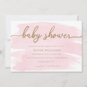 Aquarelle rose Baby shower or Invitation (Devant)