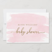 Aquarelle rose Baby shower or Invitation (Dos)
