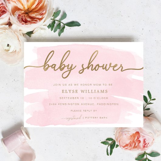 Aquarelle rose Baby shower or Invitation