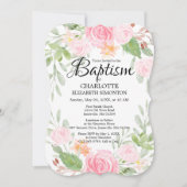 Aquarelle rose Baptême floral Invitations (Devant)