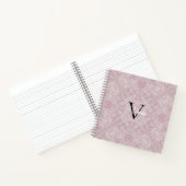 Aquarelle rose Batik Monogramme Nom Carnet (Intérieur)