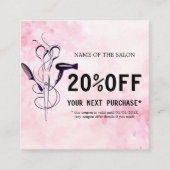 Aquarelle rose Beauté Salon Carte de réduction (Devant)