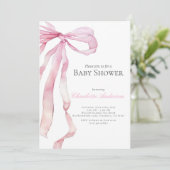 Aquarelle rose bébé fille douche Invitation (Debout devant)