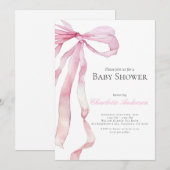 Aquarelle rose bébé fille douche Invitation (Devant / Derrière)