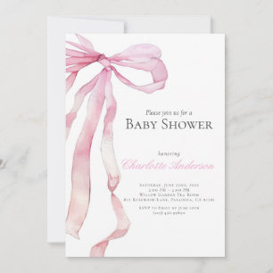 Aquarelle rose bébé fille douche Invitation