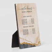 Aquarelle Rose Black Gold Salon Prix Menu Plaque (Côté)